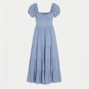 Hollister NWT open back short sleeve maxi dress size small in light blue